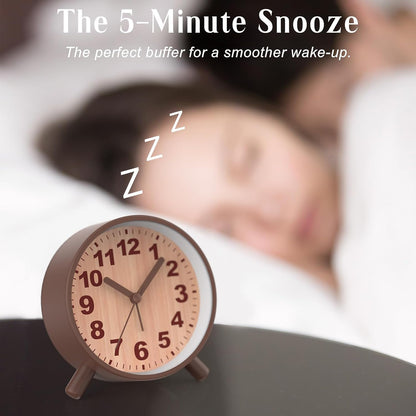 Analog Alarm Clock Night Ligh Battery Operated for Bedroom