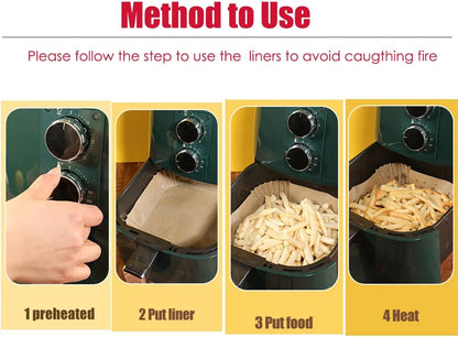 7.5 Inch Air Fryer Parchment Paper Liners Square,150 Pcs Non-stick &Oil-proof Air Fryer Liners Disposable for 2-5 QT Frying,Baking,Roast