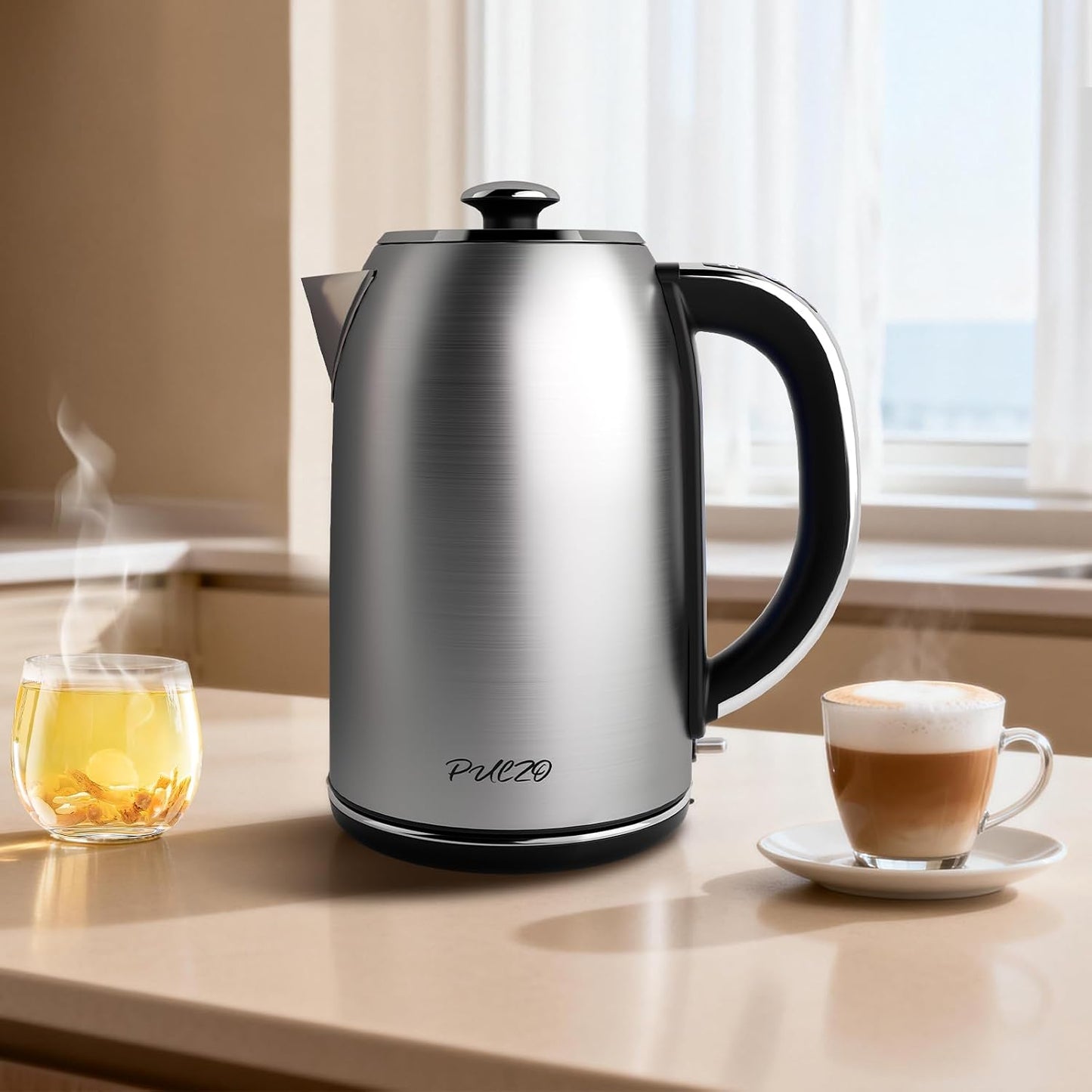 Electric Kettle Temperature Control 1.7L, Stainless Steel Interior (No Plastic Contact), 1500W Electric Tea Kettle, Hot Water Boiler Heater, LED Display&Touch Control,Auto-Shutoff/Boil-Dry Protection