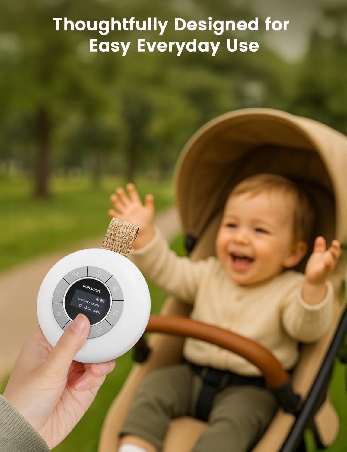 Glocusent 3-in-1 Portable Baby Sound Machine, White Noise Machine for Sleeping, Night Light & Phone Connected Speaker 34 Sounds Timing Function 1000mAh Large Battery Designed for Travel