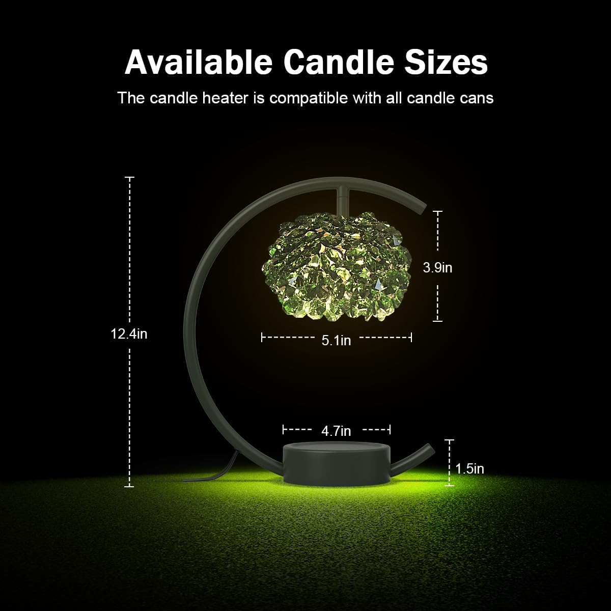 Yeuslor Gold Candle Warmer Lamp for Jar Candles with Adjustable Brightness＆Timer，Handcrafted Crystal＆Wooden Base, Luxurious Design,Home Decoration Electric Candle lamp(C-Shaped)