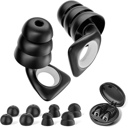 Ear Plugs Noise Reduction SNR 29dB, Silicone Hearing Protection Earbuds with 5 Sizes Eartips and a Portable Case, Reusable Noise-Canceling Earplugs for Sleep, Concerts, Work, Study, and Travel