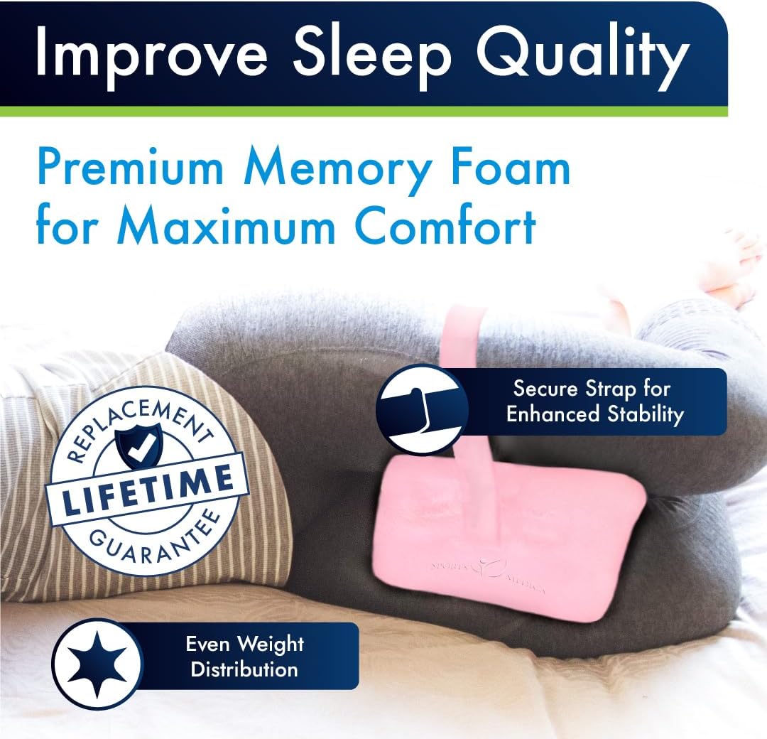 Sports Medica Knee Pillow for Side Sleepers, Memory Foam Leg Pillow Cushion