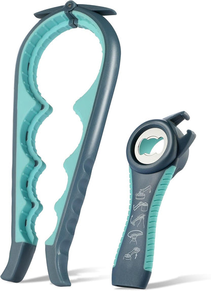 Jar Opener for Weak Hands, Seniors with Arthritis, Blue | 5-in-1 Multi-Function Bottle & Can Opener with Ergonomic Non-Slip Handle, Kitchen Tool Set