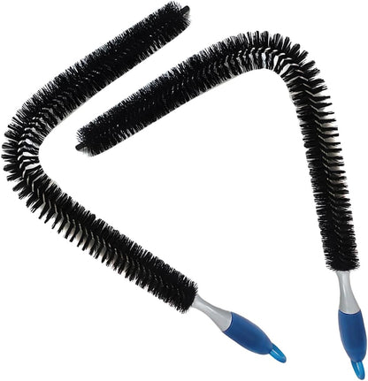 Car Engine Cleaning Brush with Long Handle, Flexible Hard Bristle Auto Detailing Brushes Kit with Hanging Hole, Bendable Car Wash Brush for Radiator Dryer Vent/Refrigerator Coil (1PC)