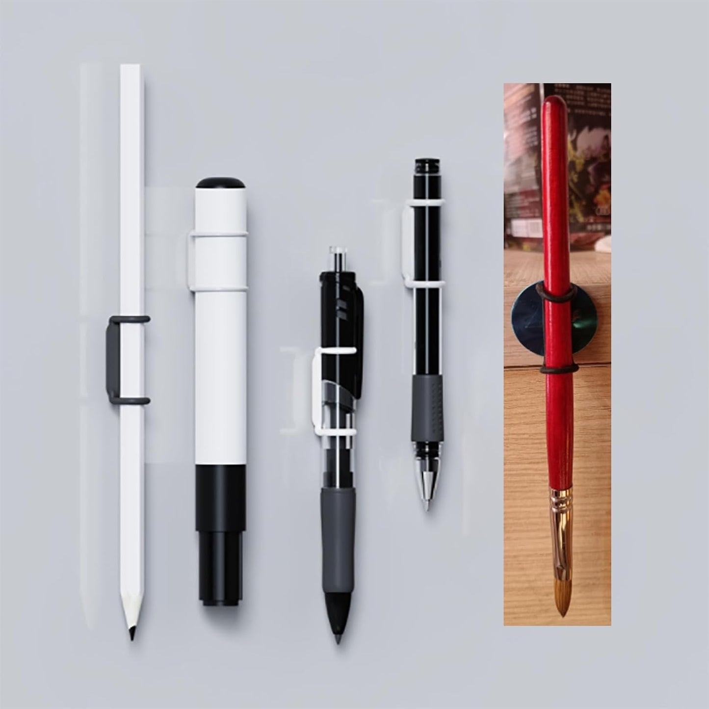 Magnetic Pencil Holder, Silicone Pen Holder for Refrigerator, Black, 4 Pack