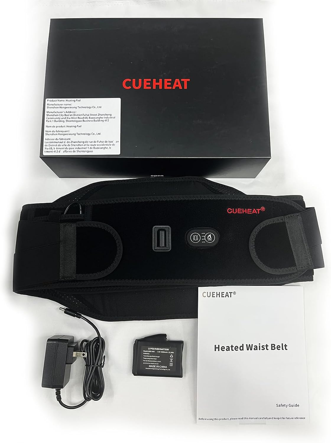 CUEHEAT Heated Waist Belt with Vibration - Cordless Lower Back Heating Pad