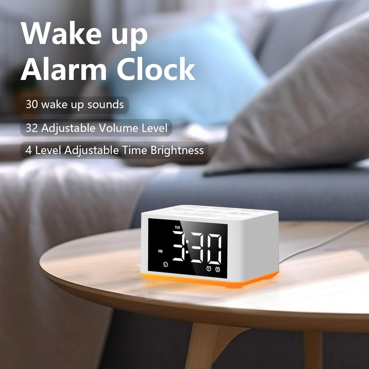 3-in-1 Sound Machine White Noise Machine Dual Alarms 12 Color Night Lights 30 Soothing Sounds 15 Wake Up Sounds 32 Volume for Baby Adults Kids Sleep Timer Memory Function Backup Battery Alarm Clock