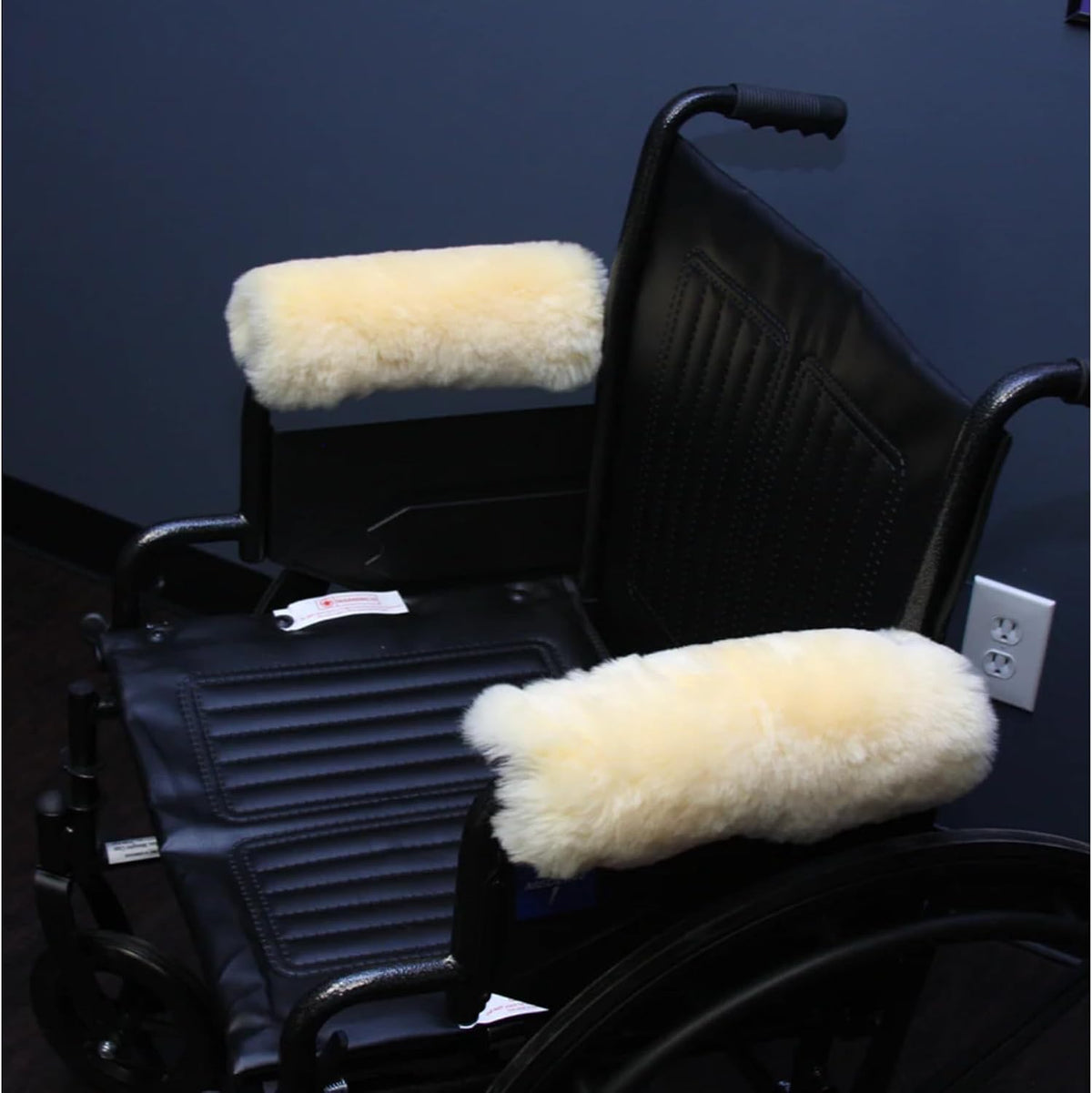 Sheepskin Ranch Wheelchair Armrest Pads – Genuine Sheepskin Armrest Cushions for Wheelchairs & Office Chairs, Pressure Relief Support Pads for Seniors, Adults & Disabled Users - Made in the USA