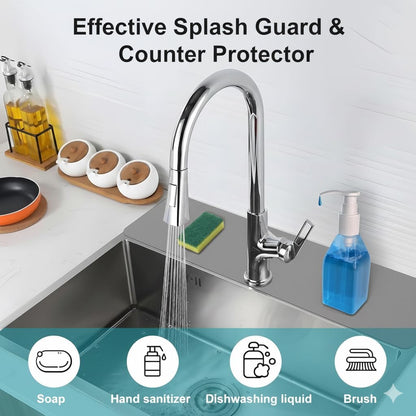 Customizable Kitchen Sink Faucet Mat: 30"Lx5.5"W Absorbent Splash Guard | Non-slip Fabric Rubber Mat, Cut to Fit Oval Rectangle Square Faucet & 2,3,4 Holes Irregular Sink with Soap Dispenser Air Gap