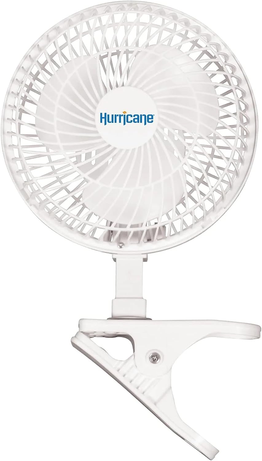 Hurricane 2-Pack Classic Clip-On Table Fan with 2 Quiet Speeds, White, 6" - Portable Corded Electric Air Cooling Unit with 306 CFM and Adjustable Tilt for Desk, Shelf, Home, Office or Dorm Use