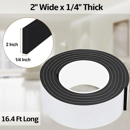 1 in Wide x 1/8 in Thick x 33FT Foam Weather Stripping Door Seal,Window Sealing Tape，Single-Sided Self-Adhesive Insulation Sealing Strip White