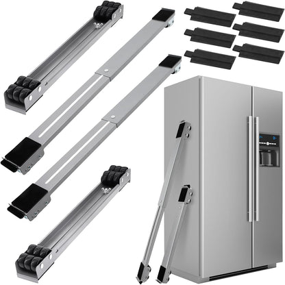Extendable Furniture Appliances Rollers, Mover Tools for Moving, Black | 24 Roller & Brake Equipment for Heavy Washing Machine Refrigerator for Mobile Wheels Strong Base Stand Hold Up to 660 lb