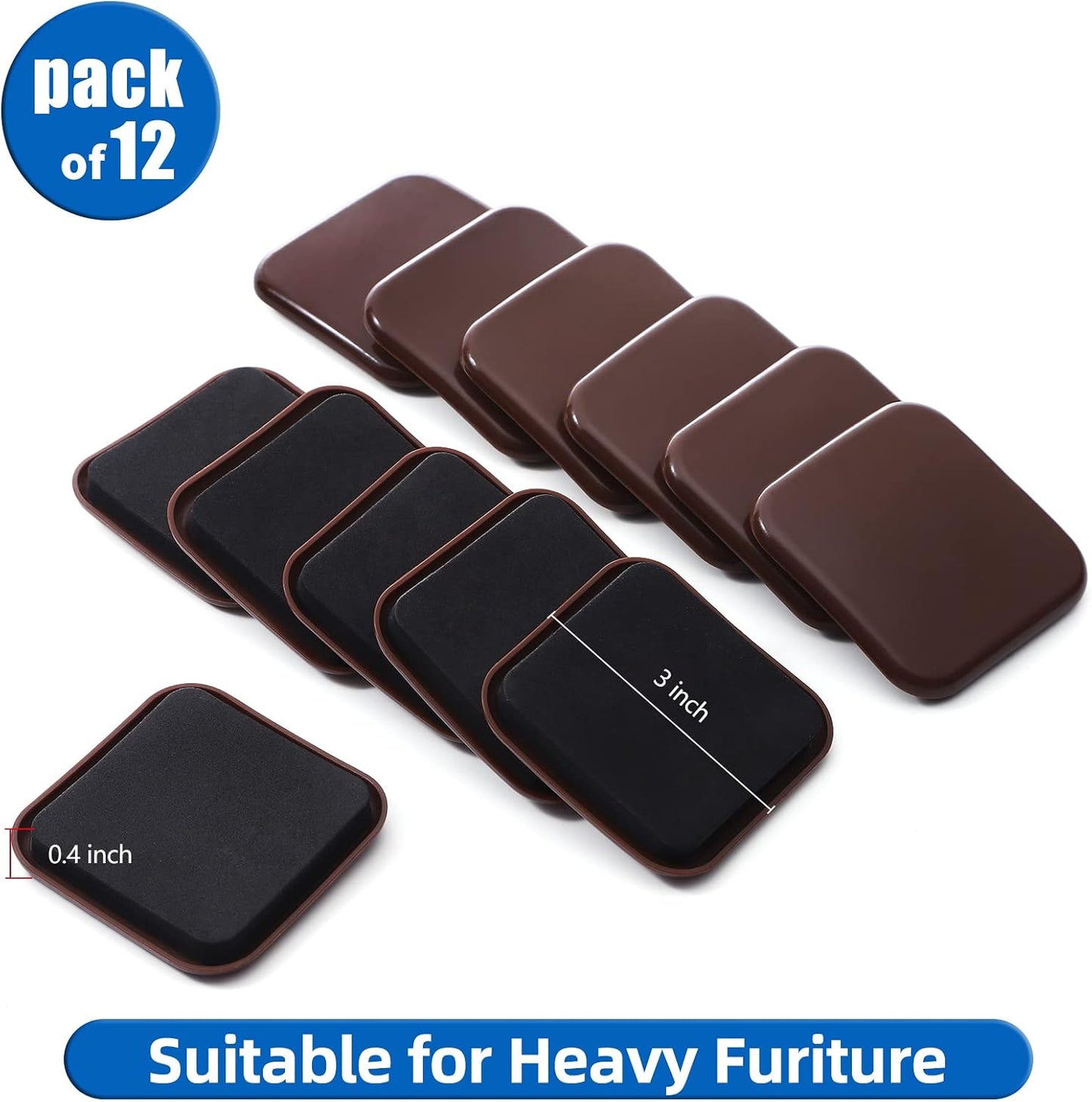 Furniture Sliders, 8pcs 4.7 inch Square Sliders for Furniture on Carpet, Heavy Duty Furniture Movers Sliders - Protect The Surface of Carpet, Easily Move Any Items!