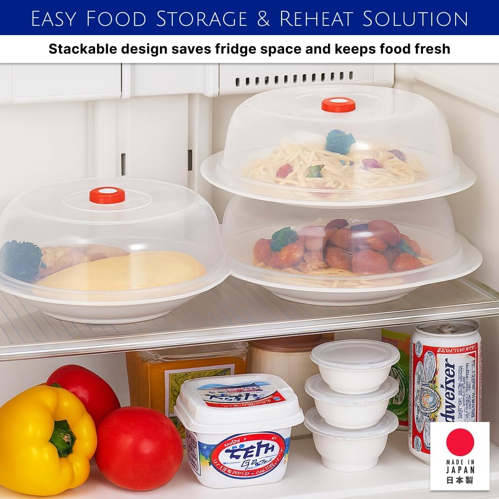 JapanBargain Microwave Plate Cover with Steam Vent, Easy Grip Splatter Guard Lid for Food Reheating, BPA-Free Plastic Dishwasher Safe, Made in Japan, 9 Inch