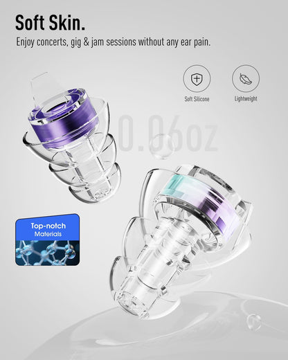 Hearprotek Concert Ear Plugs, 2Pairs Reusable high Fidelity Musician Ear Plugs for Concerts Loud Music-Noise Reduction Ear Protection earplugs for Rave,Festival,Music,Tinnitus Relief