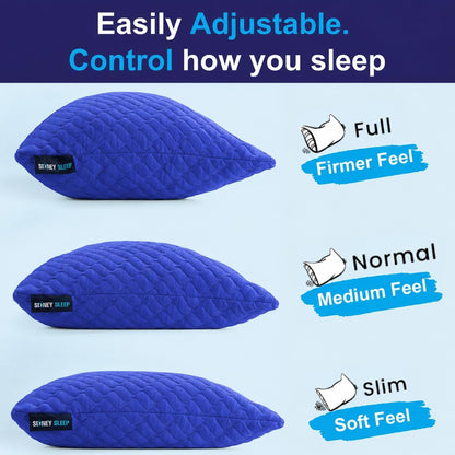 Sidney Sleep Adjustable Curved Pillows for Neck and Shoulder Support with Extra Shredded Fill - Cervical Contour Pillow for Side and Back Sleepers - Queen Size 19" x 29" CertiPUR-US Certified (White)