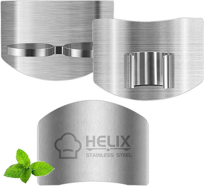 2 Pcs Finger Guard for Cutting aid, Kitchen Tool, Stainless Steel Knife Protector, Adjustable Hand Protect Fingers, Avoid Hurting, Slicing and Chopping, Silver