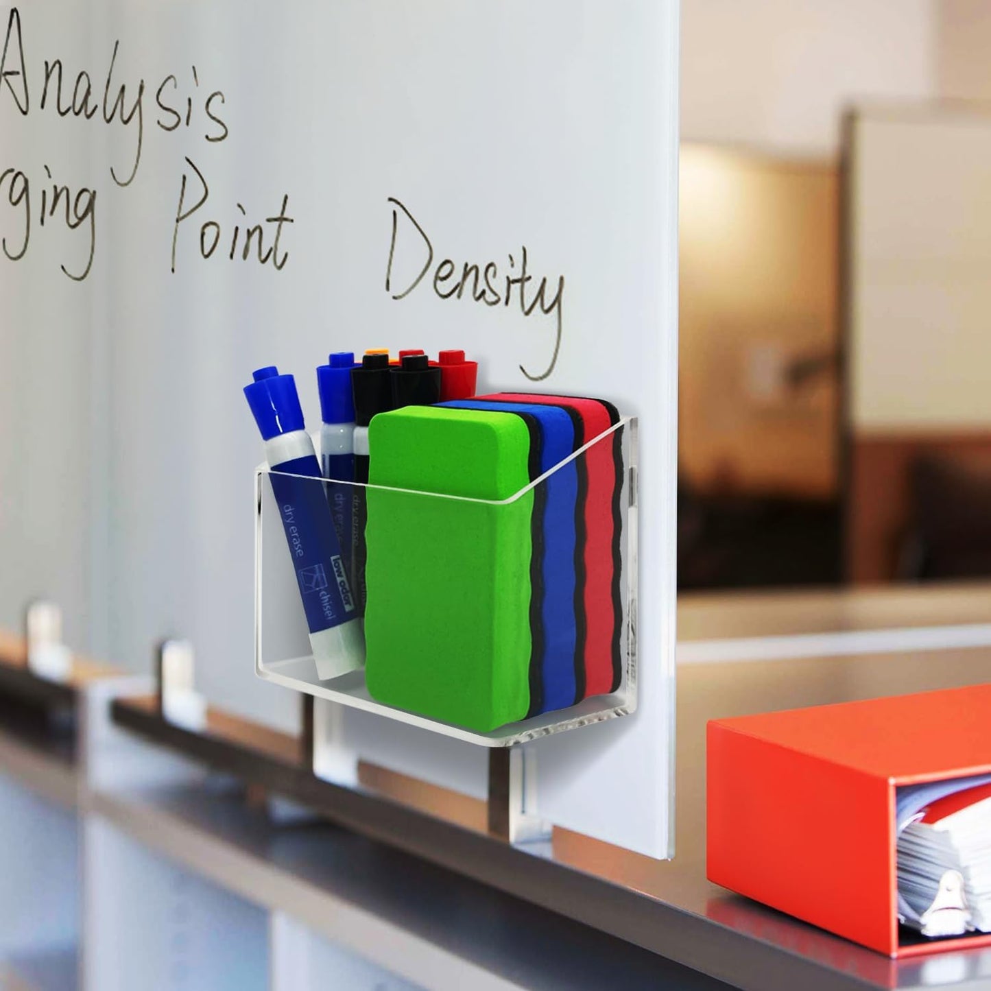 Magnetic Glass Whiteboard Pen Holder, Magnetic Dry Erase Marker Holder for Fridge, Whiteboard, Desk Locker Organizer Accessories, Office, Home, 1 Pack