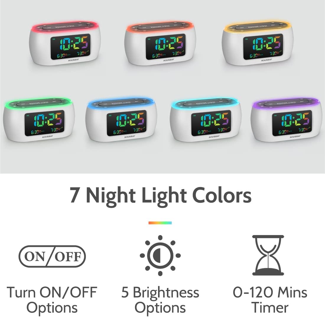 HOUSBAY Digital Alarm Clock Radio for Bedrooms with Night Light | Phone-Free Wake-Up with Dual Alarm, FM Radio for Favorite Stations, Small Radio Clock for Bedside, Battery Backup
