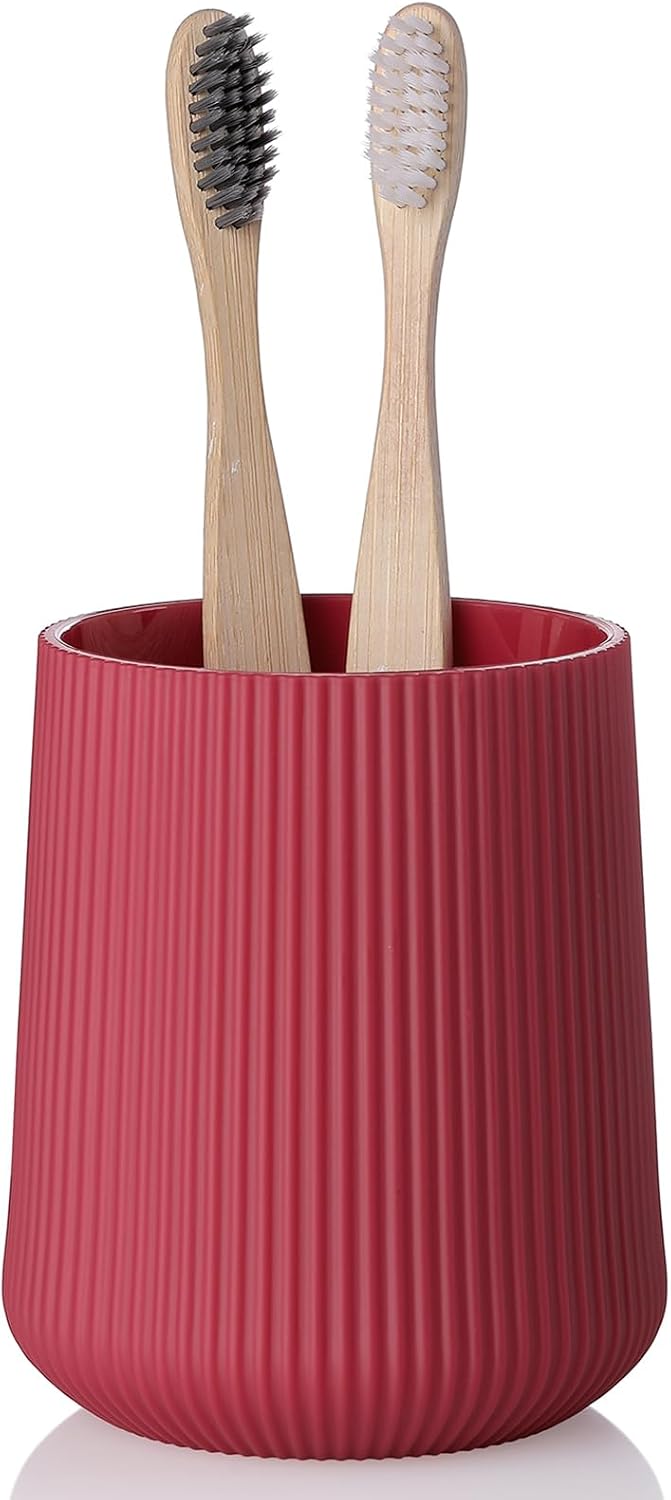 YAUKPH Black Striped Toothbrush Holder | for Electric Toothbrushes Bathroom Organizer Cup for Toothpaste Kids & Adults