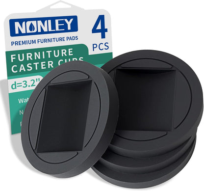 Bed Stoppers Furniture Stopper, 4 Pack Wheel Stoppers Furniture Caster Cups - Premium Solid Rubber Caster Cups Furniture Cups Fits to All Floors & Wheels of Sofas, Beds, Chairs, Prevents Scratches