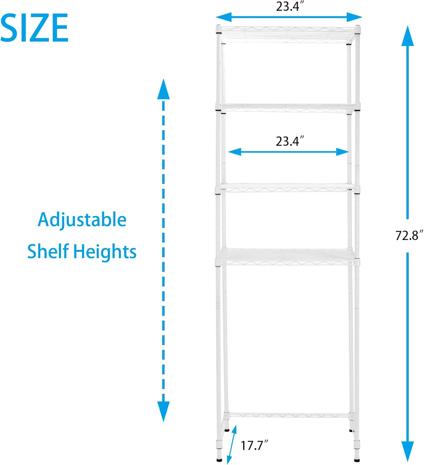 Zvyteay 4 Tier Mini Fridge Shelf Adjustable Height Storage Shelf Metal Storage Rack Mini Fridge and Microwave Stand for Dorm, Kitchen, Office, White
