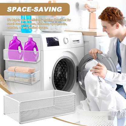 Magnetic Shelf for Washer & Dryer, Laundry Room Organizer, 11lb Capacity | Magnetic shelf sticks to washer, dryer & fridge. Holds 11lb. Use as lint bin or storage. For laundry & small spaces.