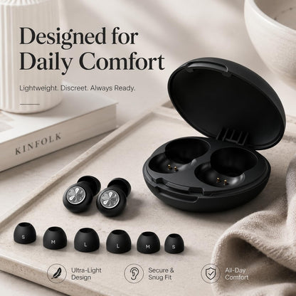 HEKKE 45dB Ear Plugs for Sleeping, Soft Silicone for Side Sleepers, 4 Sizes | Reusable soft silicone with XS/S/M/L sizes for side sleepers, concerts, flights and hotels; carrying case included.