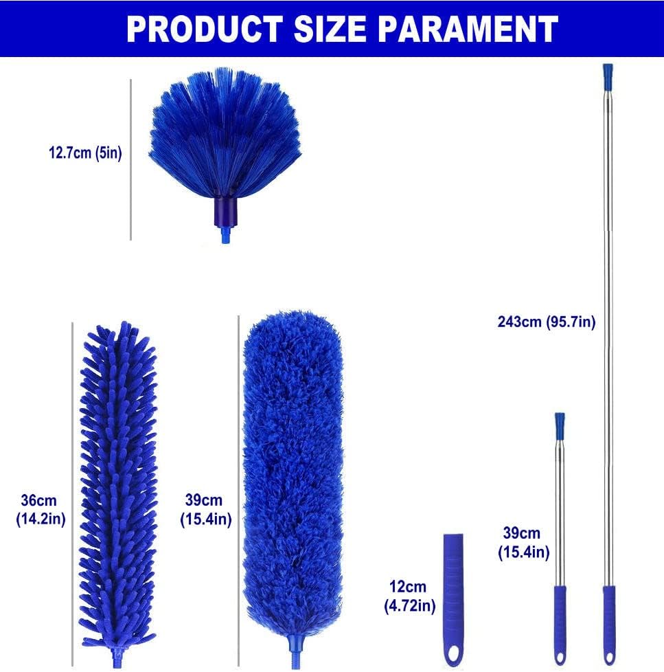 Retractable Gap Dust Cleaner Under Appliance Microfiber Duster Dust Brush with Extension Pole (36 to 49 inches) Cleaning Duster for Bed High Ceilings Furniture Bottom Household Gap Duster Gray