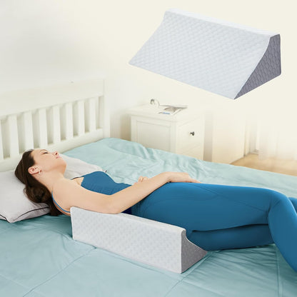 Body Positioner Wedge Pillow for Side Sleeping Support | Back and Leg Support, Body Positioning, Pregnancy Support, Ankle Elevation, Memory Foam, Machine Washable Cover