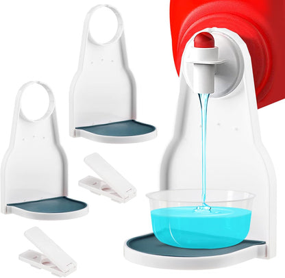 2 Pack Laundry Detergent Cup Holder, Upgraded Labor-Saving Nozzle Button Drip Catcher, Anti-Leak Drip Tray Organizer, No Mess for Most Laundry Detergent & Fabric Softener Bottles