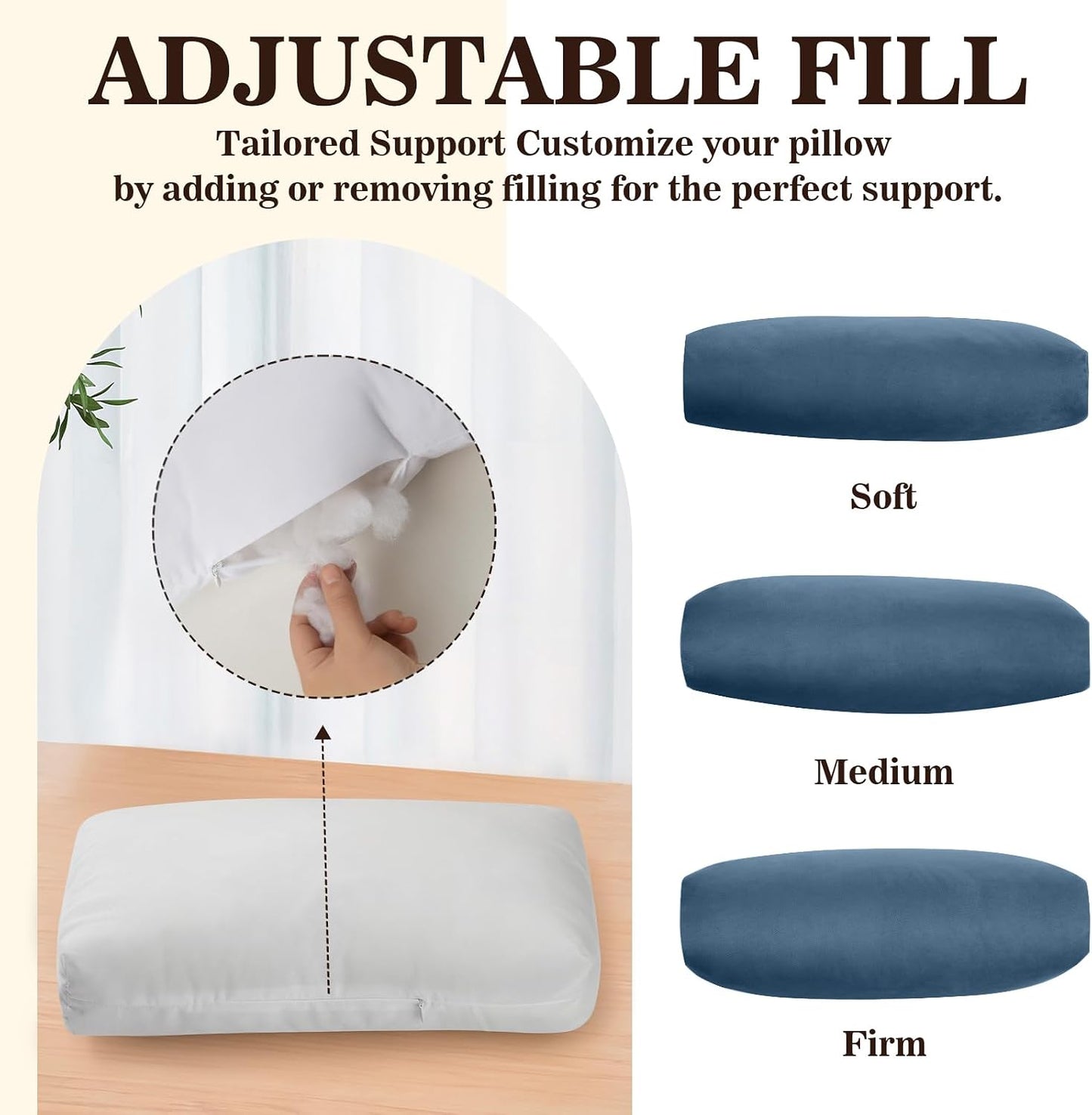 Recliner Headrest Pillow, Adjustable Comfort Neck & Head Support Pillow | Soft Velvet, Weighted Non-Slip Flap, Adjustable Filling, Washable Cover, for Recliners, Sofas, Office Chairs