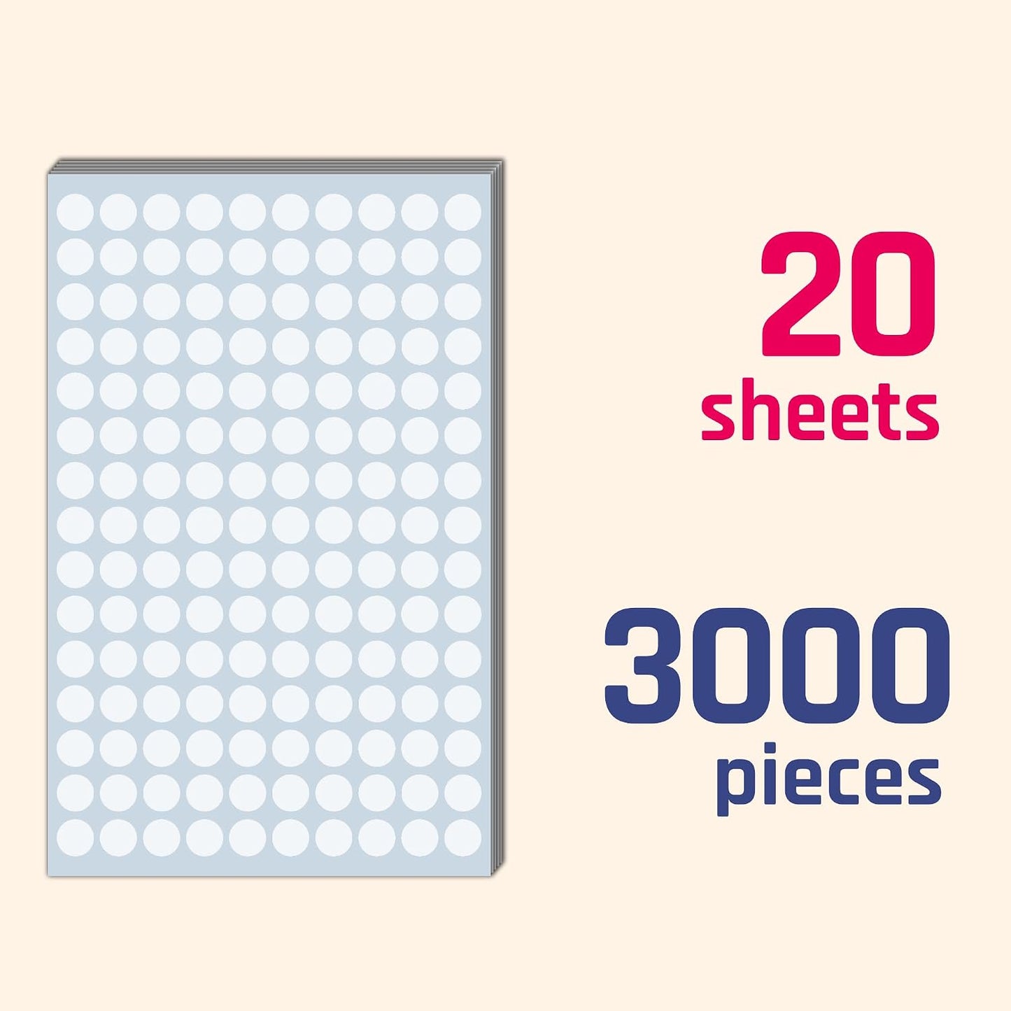 3000 Pieces, 1/2" - Colored Dot Stickers, Round Labels - 6 Colors