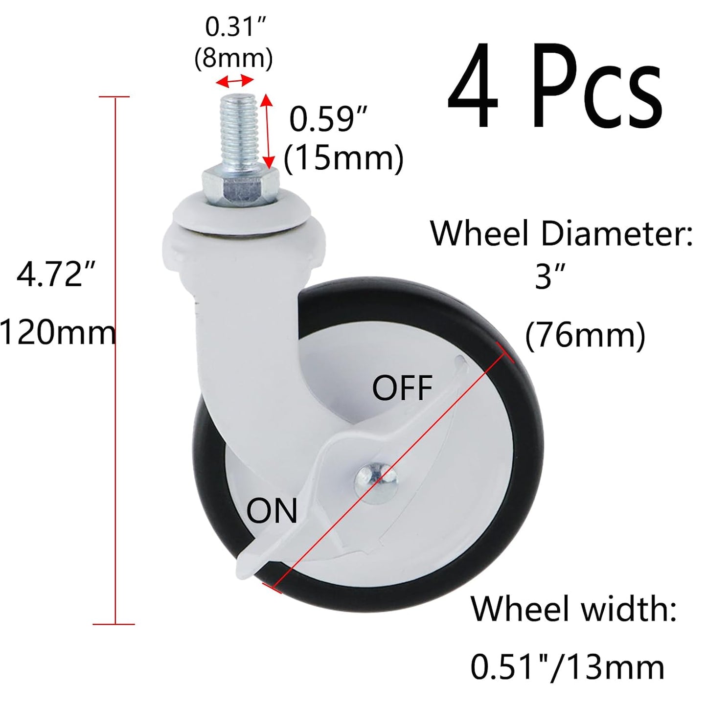 Semetall 4PCS Swivel Caster Wheels Square Cup Furniture Castors (Bronze) | 150kg Load Capacity, with Screws for Piano Feet, Sofa, Table, 1.02 Inch (26mm) Wheels