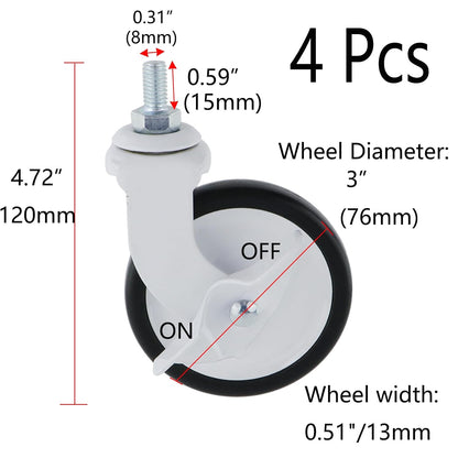 Semetall 4PCS Swivel Caster Wheels Square Cup Furniture Castors (Bronze) | 150kg Load Capacity, with Screws for Piano Feet, Sofa, Table, 1.02 Inch (26mm) Wheels