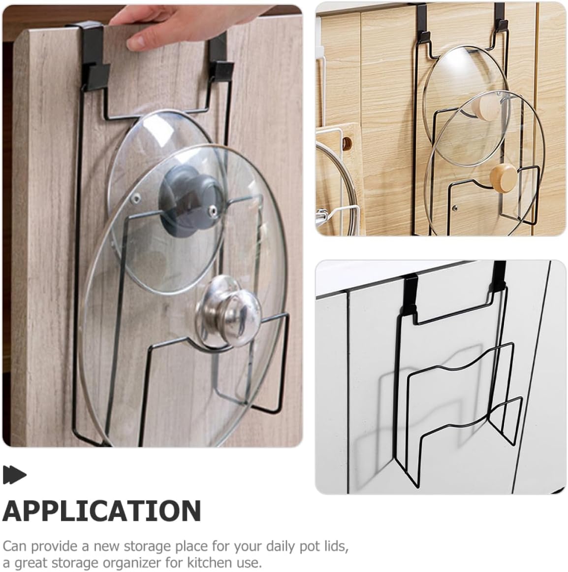 Ciieeo Cabinet Door Pot Lid Organizer over Cabinet Door Pot Lid Holder Rack for Kitchen Hanging Organizer with 4 Hooks 12.12 X 8.07 X 3.22 in Fits Lids and Cutting Boards