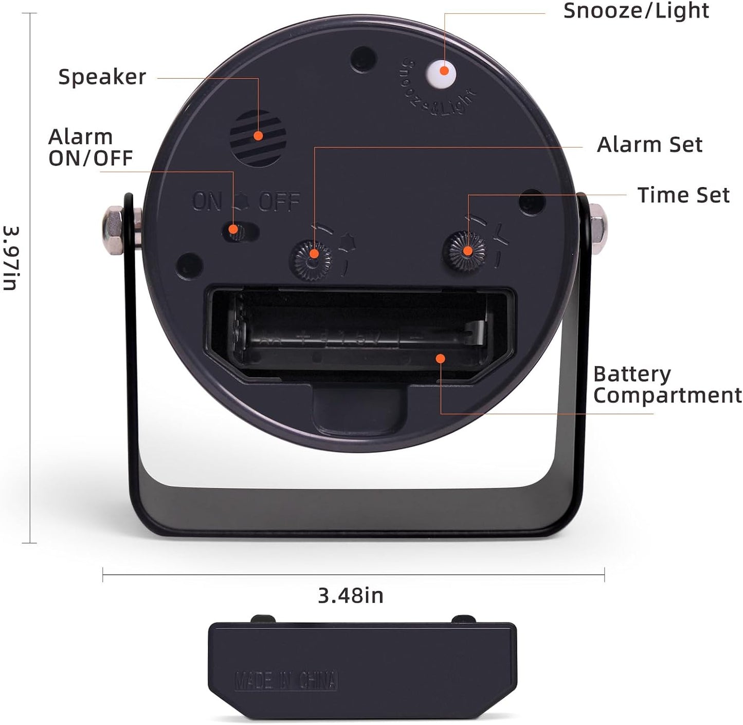 Analog Alarm Clock, Silent Non-Ticking Quartz Movement, Battery-Operated with Snooze & On-Demand Light, Easy to Set Gentle Wake Bedside Desk Clock, Ideal for Home, Travel, Office (Gray)