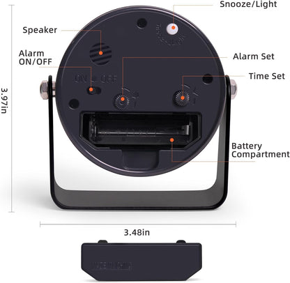 TIMESS Analog Alarm Clock with Snooze & Light, Silent Non-Ticking, Gray