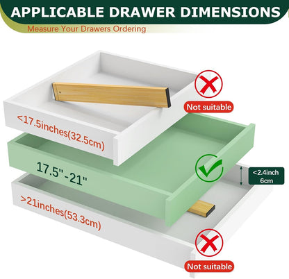 Kitchen Drawer Dividers 6 Pack Bamboo Drawer Organizers | 17-22" Adjustable, Spring Loaded, Expandable Utensil Organizer, Works in Kitchen, Dresser, Closet, Bathroom, Bedroom