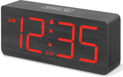 DreamSky Wooden Digital Alarm Clock for Bedroom with Large Numbers