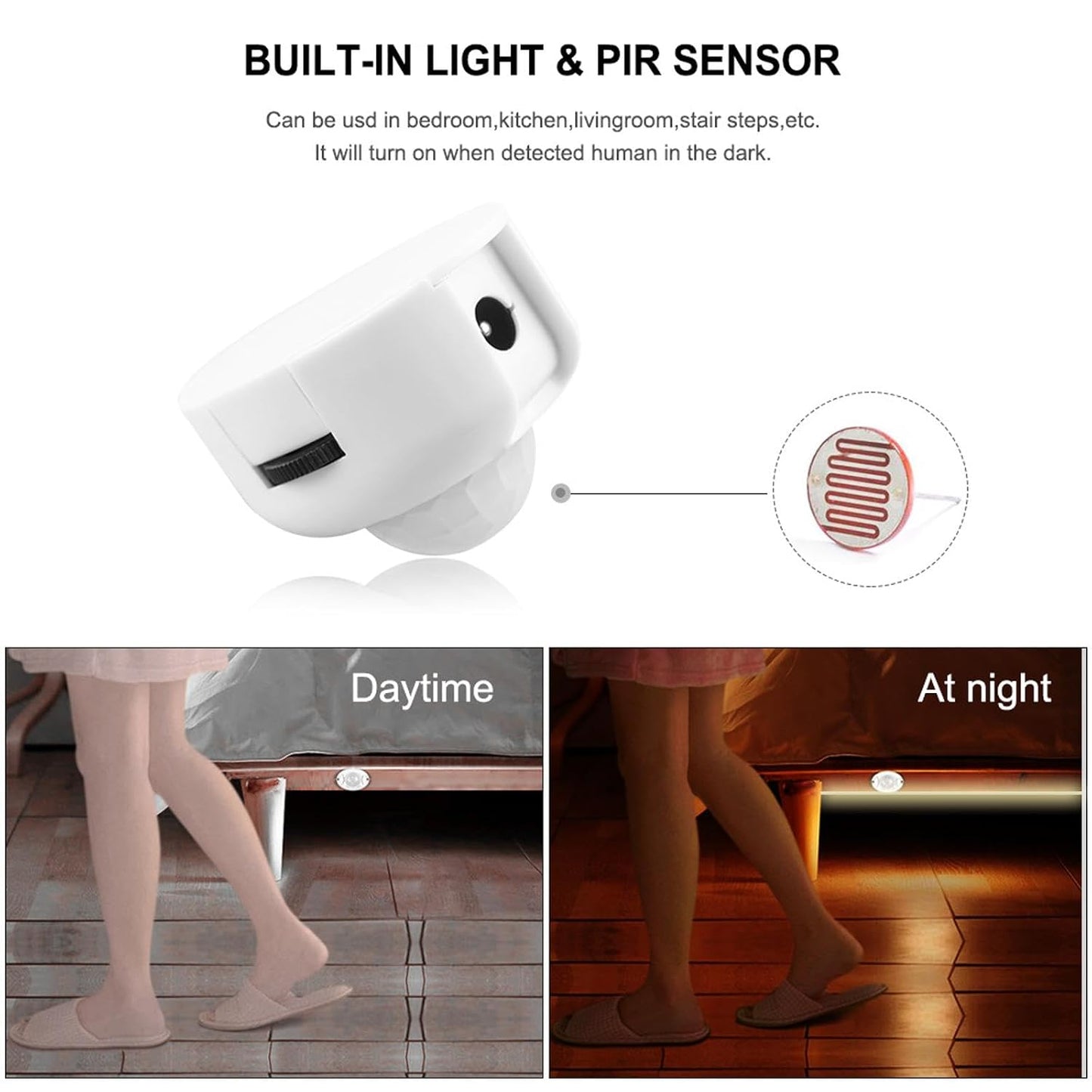 LED Lamp, Motion Sensor LED Strip Lights PIR Wireless Night Light Bedroom Baby Room Light YUBJIANG