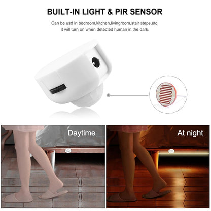 LED Lamp, Motion Sensor LED Strip Lights PIR Wireless Night Light Bedroom Baby Room Light YUBJIANG