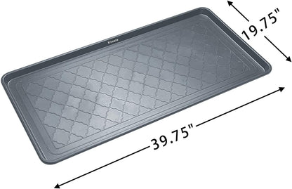 All Weather Boot Tray Extra Large 40"x20" - Brown Plastic Shoe Mat | Multi-purpose mudroom entryway tray with 1.25" raised edges - fits shoes, pet bowls & plants - 100% recycled polypropylene