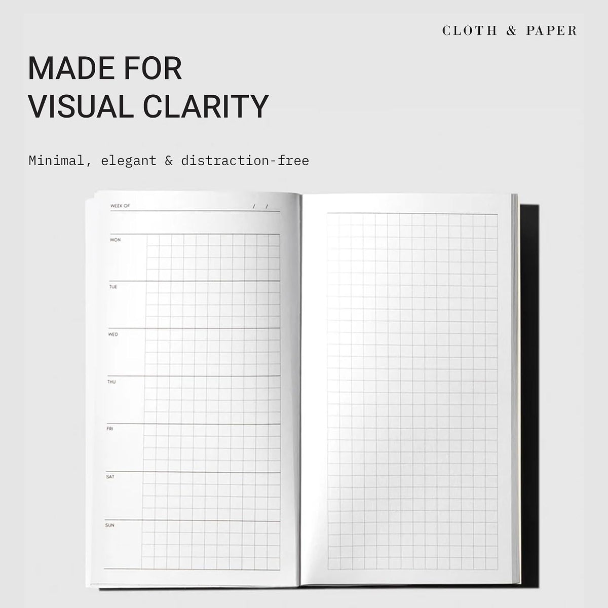 Cloth & Paper Travel Notebook | Daily Wellness Planner – Smoked Salt | Pocket Plus Wellness Planner 3.2" x 6" | Habit Tracker & Self Care Journal for Goals, Gratitude & Reflection – Soft Touch Cover