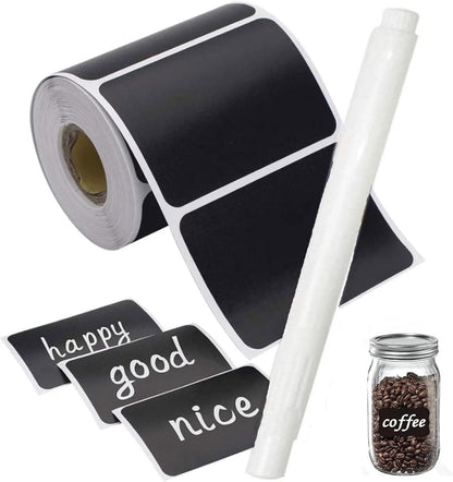 Chalkboard Labels Sticker,120 Pcs Waterproof Blackboard Reusable Sticker Label with 1 Erasable Chalk Liquid Markers, for Storage Bins, Mason Jars,Pantry, Office,Store and Decoration