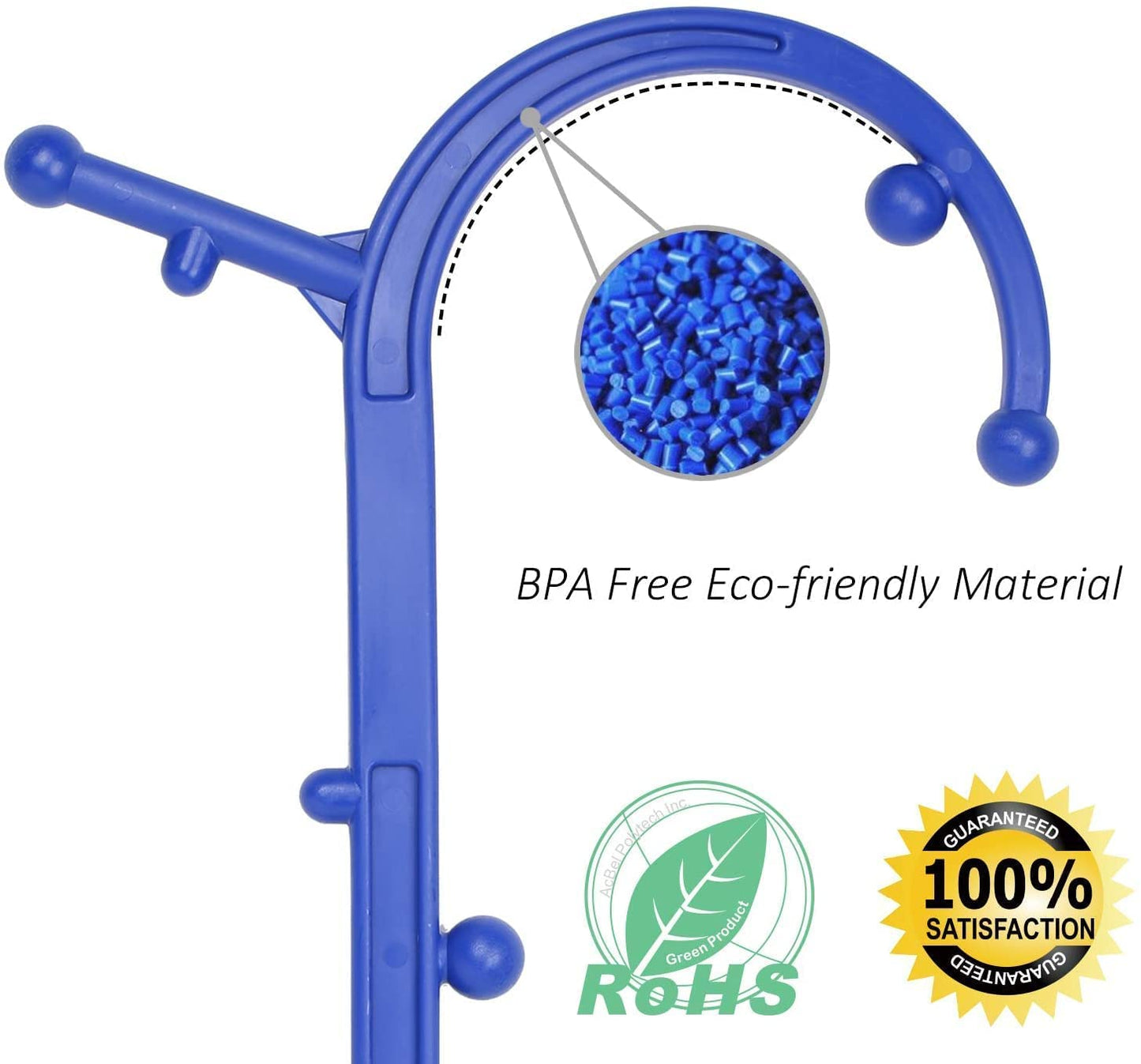 Back Massager Hook, Trigger Point Therapy Cane Massage Self Back & Neck Massager for Deep Pressure & Myofascia Pain Relief Massage Stick Blue