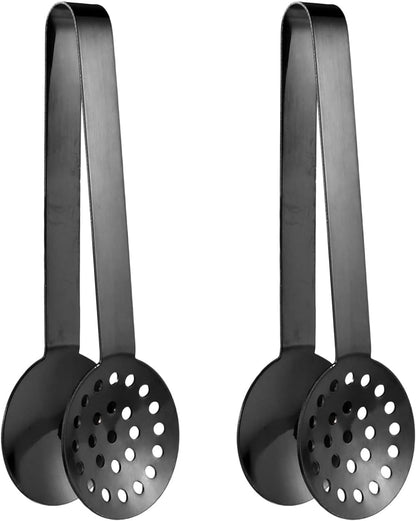 Tea Bag Squeezer (2-Pack), Stainless Steel Round Tea Bag Squeezer Tongs, Metal Strainer Gripper Picker Tea Spoon, Tea Accessories for Tea Drinkers (Gold)