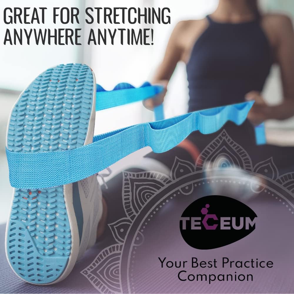 Stretching Strap with 10 Loops for Physical Therapy & Rehab | Non-Elastic Yoga Stretch Band for Hamstring, Leg, Hip & Knee Rehab, Pilates, Flexibility & Mobility Exercises for Men & Women