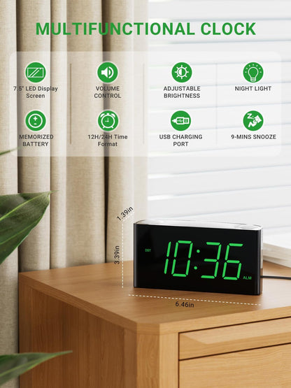 Vibrating Alarm Clock for Heavy Sleepers with Bed Shaker, 3 Wake-Up Modes